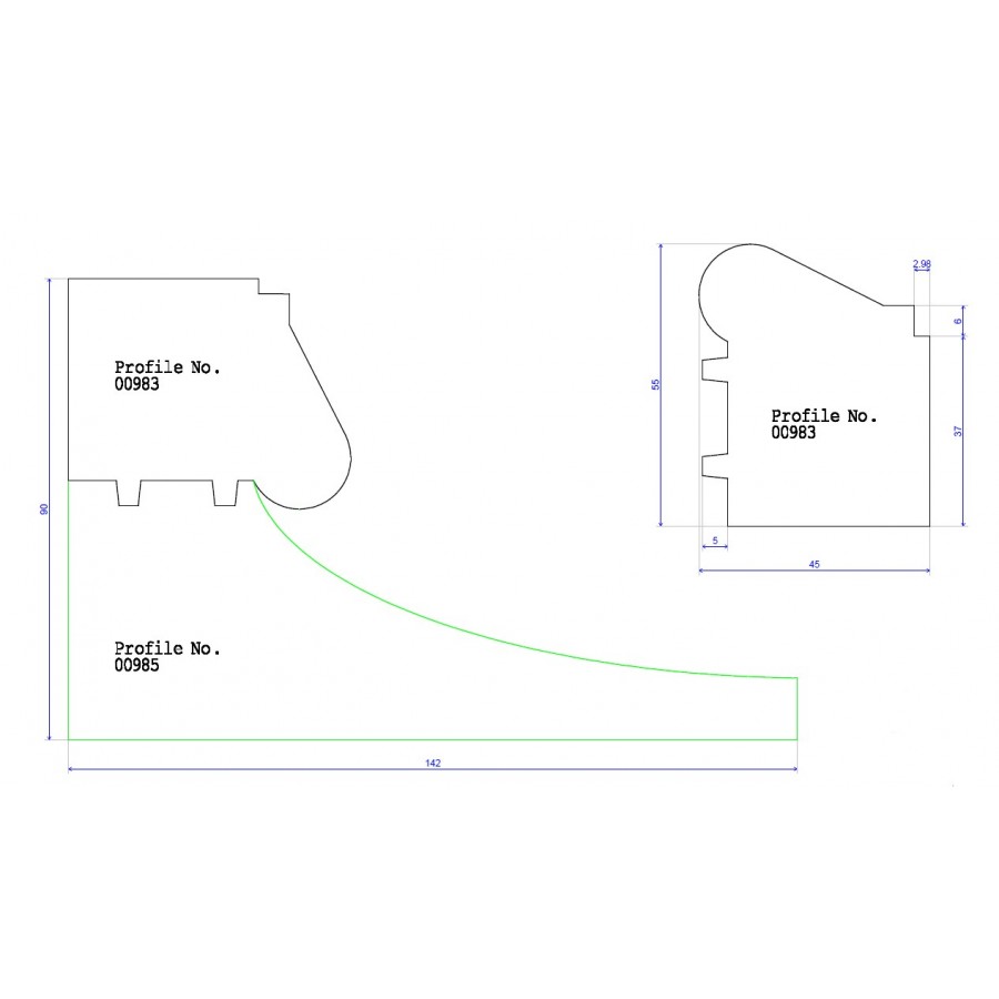 55 x 45 Two Part Coving (B) Bottom