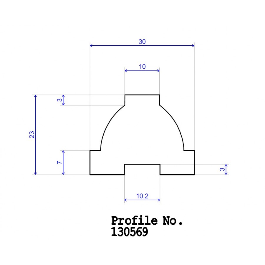 30 x 23 Astragal Double With Groove Section B 30 x 23 Astragal Double With Groove Section B