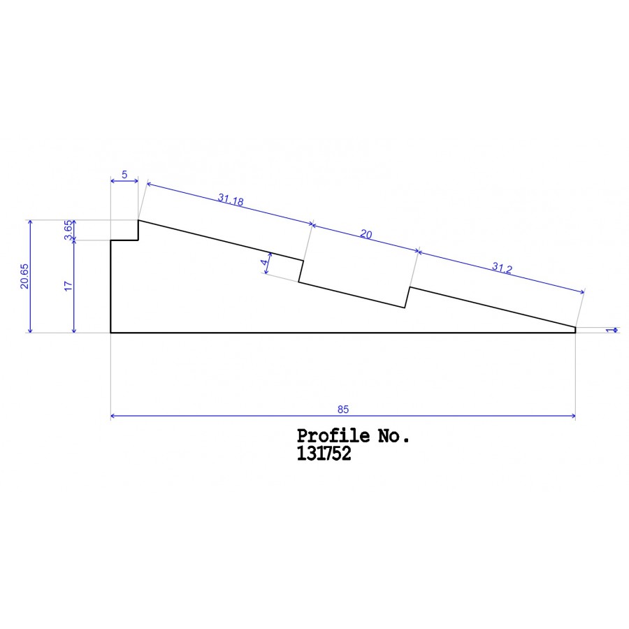 85 x 20.71 PAR Tapered 5x5 Rebate 4 x 20 Groove 85 x 20.71 PAR Tapered 5x5 Rebate 4 x 20 Groove
