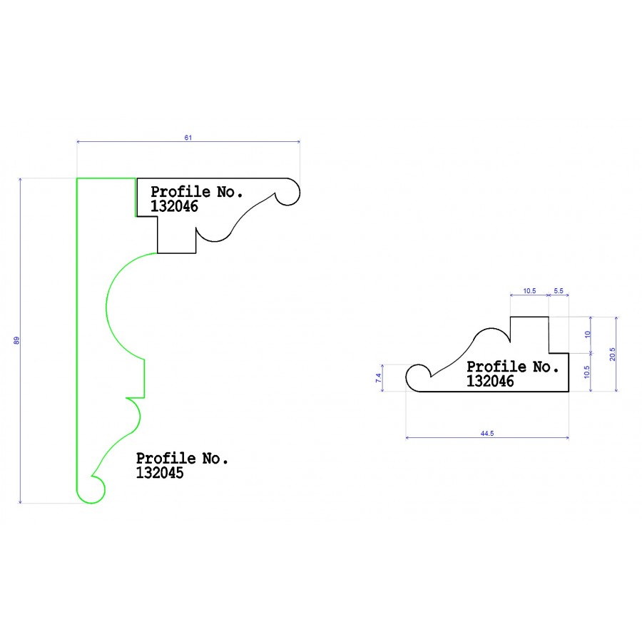 44.5 x 20.5 Stepped Ogee Beaded Two Part Cornice 44.5 x 20.5 Stepped Ogee Beaded Two Part Cornice