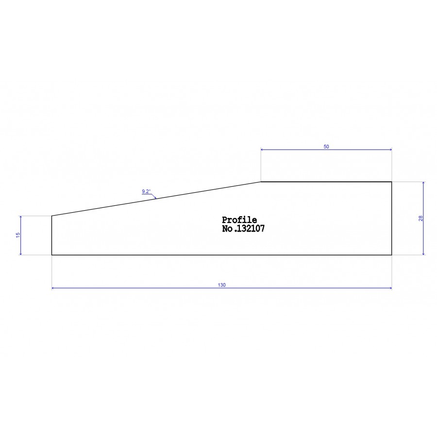 130 x 28 PAR Bevelled to 15mm w 50mm Flat